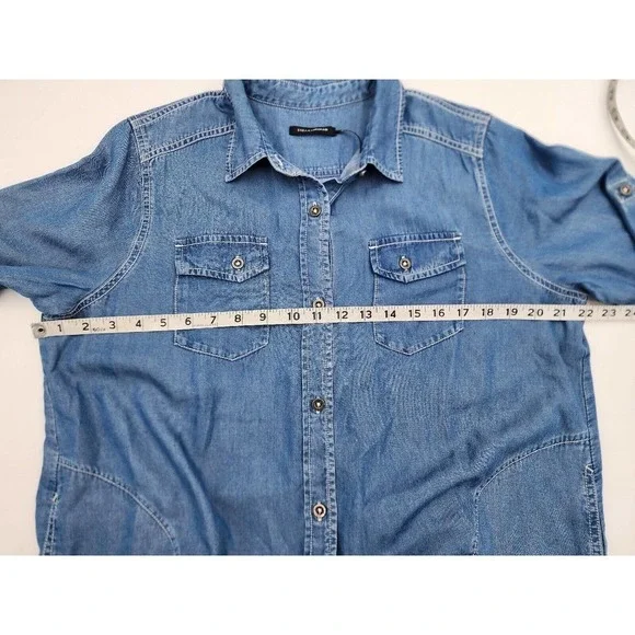Stella Carakasi Washed Indigo Tunic Shirt Button Front Lightweight Tencel M - Picture 4 of 9